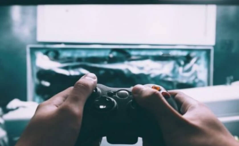 Man playing video games